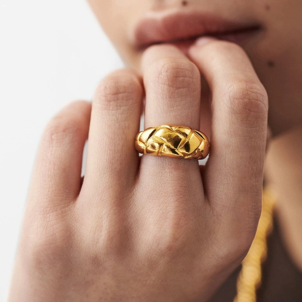 Gold Braided Dome Ring - Women Jewelry Ring